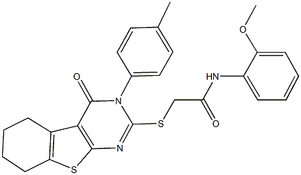 N-(2-methoxyphenyl)-2-{[3-(4-methylphenyl)-4-oxo-3,4,5,6,7,8-hexahydro[1]benzothieno[2,3-d]pyrimidin-2-yl]sulfanyl}acetamide Structure