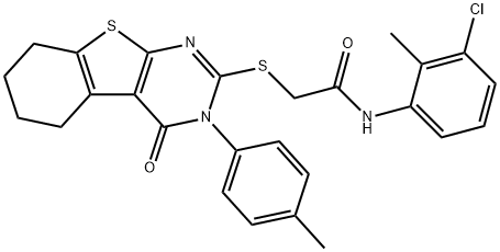 N-(3-chloro-2-methylphenyl)-2-{[3-(4-methylphenyl)-4-oxo-3,4,5,6,7,8-hexahydro[1]benzothieno[2,3-d]pyrimidin-2-yl]sulfanyl}acetamide Structure