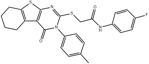 N-(4-fluorophenyl)-2-{[3-(4-methylphenyl)-4-oxo-3,4,5,6,7,8-hexahydro[1]benzothieno[2,3-d]pyrimidin-2-yl]sulfanyl}acetamide 구조식 이미지