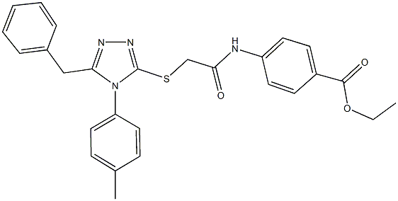 ethyl 4-[({[5-benzyl-4-(4-methylphenyl)-4H-1,2,4-triazol-3-yl]sulfanyl}acetyl)amino]benzoate Structure