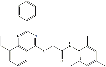 2-[(8-ethyl-2-phenyl-4-quinazolinyl)sulfanyl]-N-mesitylacetamide 구조식 이미지