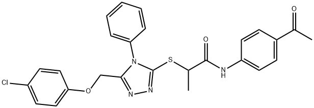 N-(4-acetylphenyl)-2-({5-[(4-chlorophenoxy)methyl]-4-phenyl-4H-1,2,4-triazol-3-yl}sulfanyl)propanamide 구조식 이미지