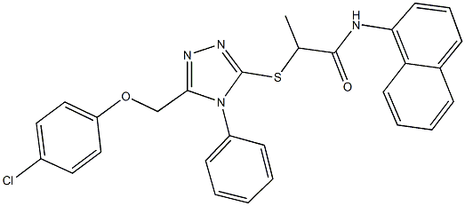 2-({5-[(4-chlorophenoxy)methyl]-4-phenyl-4H-1,2,4-triazol-3-yl}sulfanyl)-N-(1-naphthyl)propanamide 구조식 이미지