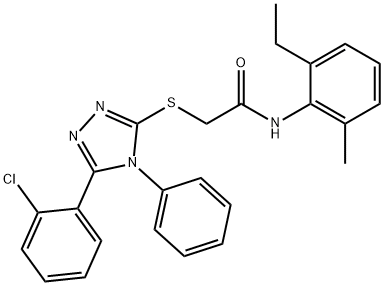 2-{[5-(2-chlorophenyl)-4-phenyl-4H-1,2,4-triazol-3-yl]sulfanyl}-N-(2-ethyl-6-methylphenyl)acetamide 구조식 이미지