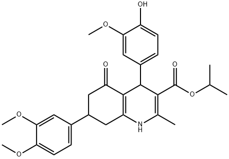 isopropyl 7-(3,4-dimethoxyphenyl)-4-(4-hydroxy-3-methoxyphenyl)-2-methyl-5-oxo-1,4,5,6,7,8-hexahydro-3-quinolinecarboxylate 구조식 이미지