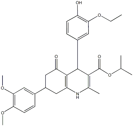 isopropyl 7-(3,4-dimethoxyphenyl)-4-(3-ethoxy-4-hydroxyphenyl)-2-methyl-5-oxo-1,4,5,6,7,8-hexahydro-3-quinolinecarboxylate 구조식 이미지