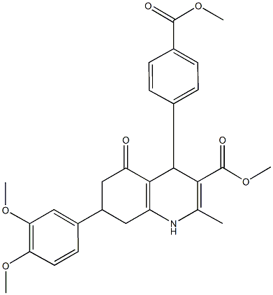 methyl 7-(3,4-dimethoxyphenyl)-4-[4-(methoxycarbonyl)phenyl]-2-methyl-5-oxo-1,4,5,6,7,8-hexahydro-3-quinolinecarboxylate Structure