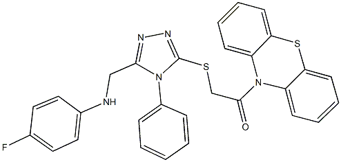 N-(4-fluorophenyl)-N-[(5-{[2-oxo-2-(10H-phenothiazin-10-yl)ethyl]sulfanyl}-4-phenyl-4H-1,2,4-triazol-3-yl)methyl]amine 구조식 이미지