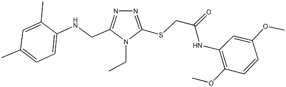 N-(2,5-dimethoxyphenyl)-2-({5-[(2,4-dimethylanilino)methyl]-4-ethyl-4H-1,2,4-triazol-3-yl}sulfanyl)acetamide Structure