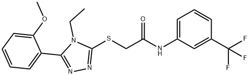 2-({4-ethyl-5-[2-(methyloxy)phenyl]-4H-1,2,4-triazol-3-yl}sulfanyl)-N-[3-(trifluoromethyl)phenyl]acetamide Structure