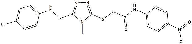 2-[(5-{[(4-chlorophenyl)amino]methyl}-4-methyl-4H-1,2,4-triazol-3-yl)sulfanyl]-N-{4-nitrophenyl}acetamide 구조식 이미지