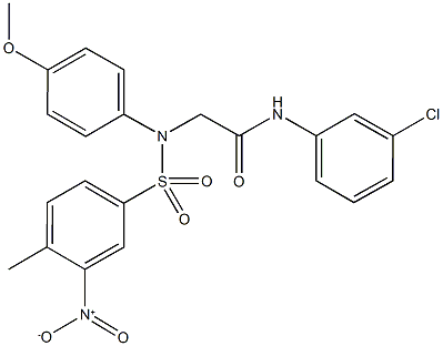 N-(3-chlorophenyl)-2-[({3-nitro-4-methylphenyl}sulfonyl)-4-methoxyanilino]acetamide 구조식 이미지