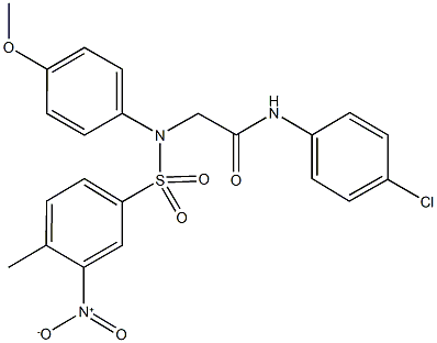 N-(4-chlorophenyl)-2-[({3-nitro-4-methylphenyl}sulfonyl)-4-methoxyanilino]acetamide 구조식 이미지