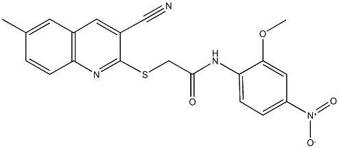 2-[(3-cyano-6-methylquinolin-2-yl)sulfanyl]-N-[4-nitro-2-(methyloxy)phenyl]acetamide 구조식 이미지