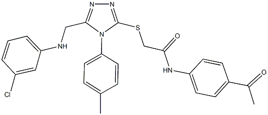 N-(4-acetylphenyl)-2-{[5-[(3-chloroanilino)methyl]-4-(4-methylphenyl)-4H-1,2,4-triazol-3-yl]sulfanyl}acetamide 구조식 이미지