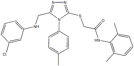 2-{[5-[(3-chloroanilino)methyl]-4-(4-methylphenyl)-4H-1,2,4-triazol-3-yl]sulfanyl}-N-(2,6-dimethylphenyl)acetamide 구조식 이미지