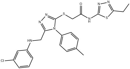 2-{[5-[(3-chloroanilino)methyl]-4-(4-methylphenyl)-4H-1,2,4-triazol-3-yl]sulfanyl}-N-(5-ethyl-1,3,4-thiadiazol-2-yl)acetamide Structure