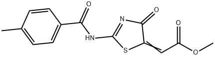 methyl (2-[(4-methylbenzoyl)amino]-4-oxo-1,3-thiazol-5(4H)-ylidene)acetate Structure