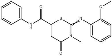 2-[(2-methoxyphenyl)imino]-3-methyl-4-oxo-N-phenyl-1,3-thiazinane-6-carboxamide 구조식 이미지