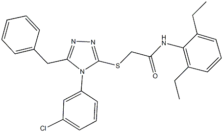 2-{[5-benzyl-4-(3-chlorophenyl)-4H-1,2,4-triazol-3-yl]sulfanyl}-N-(2,6-diethylphenyl)acetamide 구조식 이미지