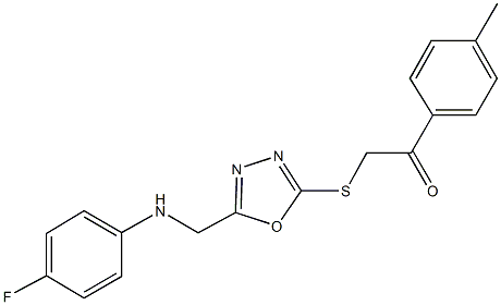 2-[(5-{[(4-fluorophenyl)amino]methyl}-1,3,4-oxadiazol-2-yl)sulfanyl]-1-(4-methylphenyl)ethanone 구조식 이미지