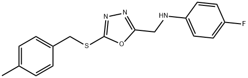 4-fluoro-N-[(5-{[(4-methylphenyl)methyl]sulfanyl}-1,3,4-oxadiazol-2-yl)methyl]aniline Structure