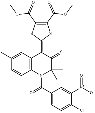 dimethyl 2-(1-{4-chloro-3-nitrobenzoyl}-2,2,6-trimethyl-3-thioxo-2,3-dihydro-4(1H)-quinolinylidene)-1,3-dithiole-4,5-dicarboxylate Structure