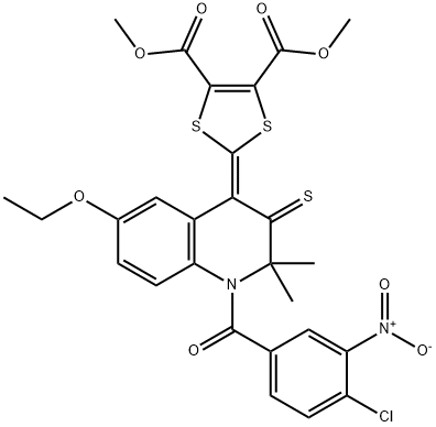 dimethyl 2-(1-{4-chloro-3-nitrobenzoyl}-6-ethoxy-2,2-dimethyl-3-thioxo-2,3-dihydro-4(1H)-quinolinylidene)-1,3-dithiole-4,5-dicarboxylate 구조식 이미지