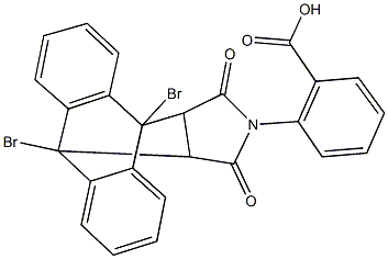 2-(1,8-dibromo-16,18-dioxo-17-azapentacyclo[6.6.5.0~2,7~.0~9,14~.0~15,19~]nonadeca-2,4,6,9,11,13-hexaen-17-yl)benzoic acid 구조식 이미지