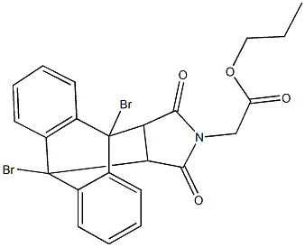 propyl (1,8-dibromo-16,18-dioxo-17-azapentacyclo[6.6.5.0~2,7~.0~9,14~.0~15,19~]nonadeca-2,4,6,9,11,13-hexaen-17-yl)acetate Structure