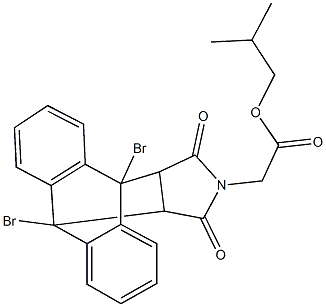 isobutyl (1,8-dibromo-16,18-dioxo-17-azapentacyclo[6.6.5.0~2,7~.0~9,14~.0~15,19~]nonadeca-2,4,6,9,11,13-hexaen-17-yl)acetate 구조식 이미지