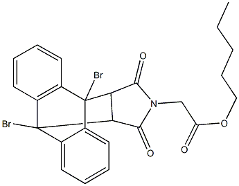 pentyl (1,8-dibromo-16,18-dioxo-17-azapentacyclo[6.6.5.0~2,7~.0~9,14~.0~15,19~]nonadeca-2,4,6,9,11,13-hexaen-17-yl)acetate 구조식 이미지