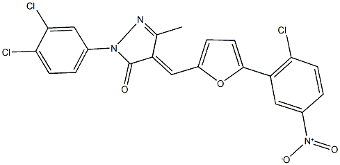 4-[(5-{2-chloro-5-nitrophenyl}-2-furyl)methylene]-2-(3,4-dichlorophenyl)-5-methyl-2,4-dihydro-3H-pyrazol-3-one Structure