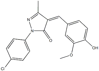 2-(4-chlorophenyl)-4-(4-hydroxy-3-methoxybenzylidene)-5-methyl-2,4-dihydro-3H-pyrazol-3-one Structure