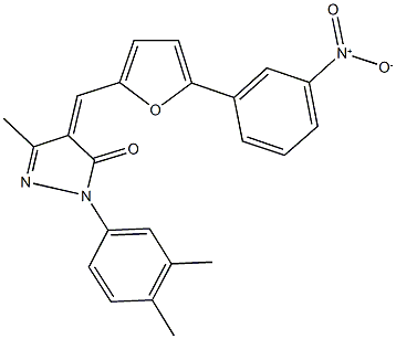 2-(3,4-dimethylphenyl)-4-[(5-{3-nitrophenyl}-2-furyl)methylene]-5-methyl-2,4-dihydro-3H-pyrazol-3-one Structure