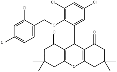 9-{3,5-dichloro-2-[(2,4-dichlorobenzyl)oxy]phenyl}-3,3,6,6-tetramethyl-3,4,5,6,7,9-hexahydro-1H-xanthene-1,8(2H)-dione Structure