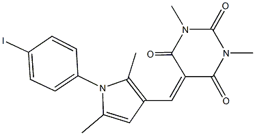 5-{[1-(4-iodophenyl)-2,5-dimethyl-1H-pyrrol-3-yl]methylene}-1,3-dimethyl-2,4,6(1H,3H,5H)-pyrimidinetrione Structure