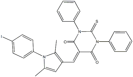 5-{[1-(4-iodophenyl)-2,5-dimethyl-1H-pyrrol-3-yl]methylene}-1,3-diphenyl-2-thioxodihydro-4,6(1H,5H)-pyrimidinedione 구조식 이미지