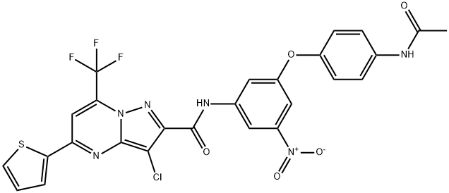 N-{3-[4-(acetylamino)phenoxy]-5-nitrophenyl}-3-chloro-5-(2-thienyl)-7-(trifluoromethyl)pyrazolo[1,5-a]pyrimidine-2-carboxamide Structure