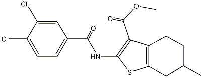 methyl 2-[(3,4-dichlorobenzoyl)amino]-6-methyl-4,5,6,7-tetrahydro-1-benzothiophene-3-carboxylate Structure