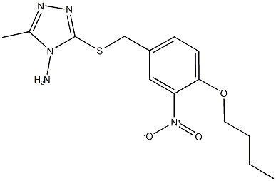 4-amino-3-({4-butoxy-3-nitrobenzyl}sulfanyl)-5-methyl-4H-1,2,4-triazole 구조식 이미지