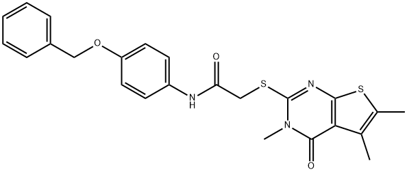 N-[4-(benzyloxy)phenyl]-2-[(3,5,6-trimethyl-4-oxo-3,4-dihydrothieno[2,3-d]pyrimidin-2-yl)sulfanyl]acetamide 구조식 이미지