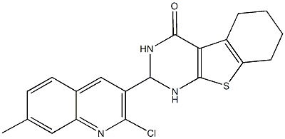 2-(2-chloro-7-methyl-3-quinolinyl)-2,3,5,6,7,8-hexahydro[1]benzothieno[2,3-d]pyrimidin-4(1H)-one Structure