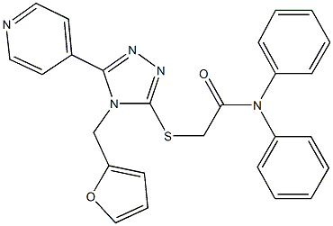 2-{[4-(2-furylmethyl)-5-(4-pyridinyl)-4H-1,2,4-triazol-3-yl]sulfanyl}-N,N-diphenylacetamide 구조식 이미지