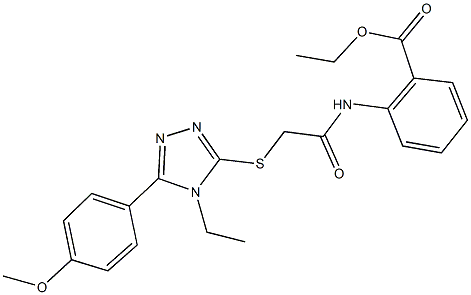 ethyl 2-[({[4-ethyl-5-(4-methoxyphenyl)-4H-1,2,4-triazol-3-yl]sulfanyl}acetyl)amino]benzoate 구조식 이미지