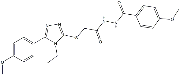 2-{[4-ethyl-5-(4-methoxyphenyl)-4H-1,2,4-triazol-3-yl]sulfanyl}-N'-(4-methoxybenzoyl)acetohydrazide 구조식 이미지