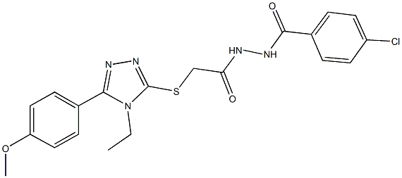 N'-(4-chlorobenzoyl)-2-{[4-ethyl-5-(4-methoxyphenyl)-4H-1,2,4-triazol-3-yl]sulfanyl}acetohydrazide 구조식 이미지