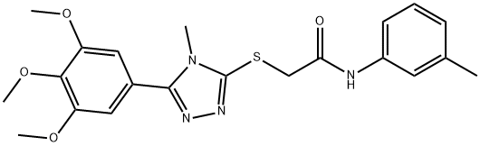 N-(3-methylphenyl)-2-({4-methyl-5-[3,4,5-tris(methyloxy)phenyl]-4H-1,2,4-triazol-3-yl}sulfanyl)acetamide 구조식 이미지