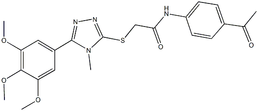 N-(4-acetylphenyl)-2-{[4-methyl-5-(3,4,5-trimethoxyphenyl)-4H-1,2,4-triazol-3-yl]sulfanyl}acetamide 구조식 이미지