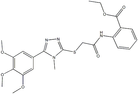 ethyl 2-[({[4-methyl-5-(3,4,5-trimethoxyphenyl)-4H-1,2,4-triazol-3-yl]sulfanyl}acetyl)amino]benzoate Structure